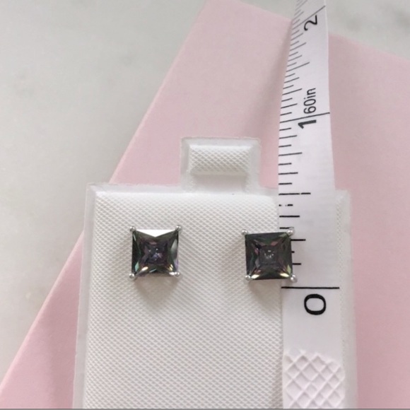 .925 Sterling Silver Rainbow Topaz Cz Necklace & Earring Set - Picture 16 of 16